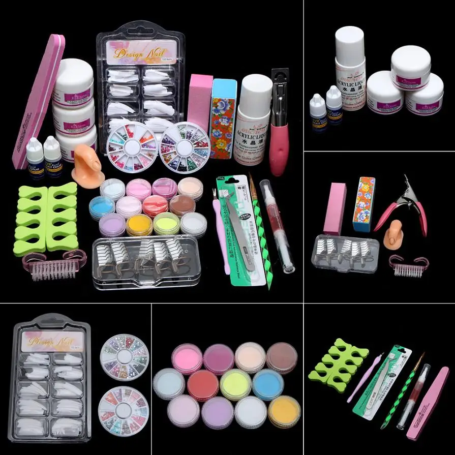 

Nail Tips Glue 3D Mold Set Acryic Powder Nail Art Decorations Kit Brush Cuticle Revitalizer Oil Pen Tools Mar12