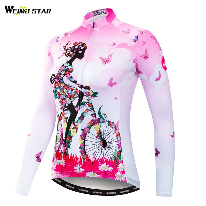 Weimostar Cycling Jersey 2019 Long Sleeve Women Pink Riding Mtb Bike