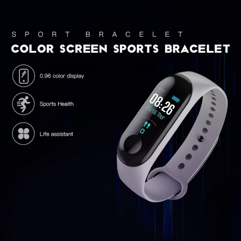 

M3 Color Screen Smart Bracelet New Sports Heart Rate Blood Pressure Information Reminder Sleep Monitoring Step Gift Bracelet