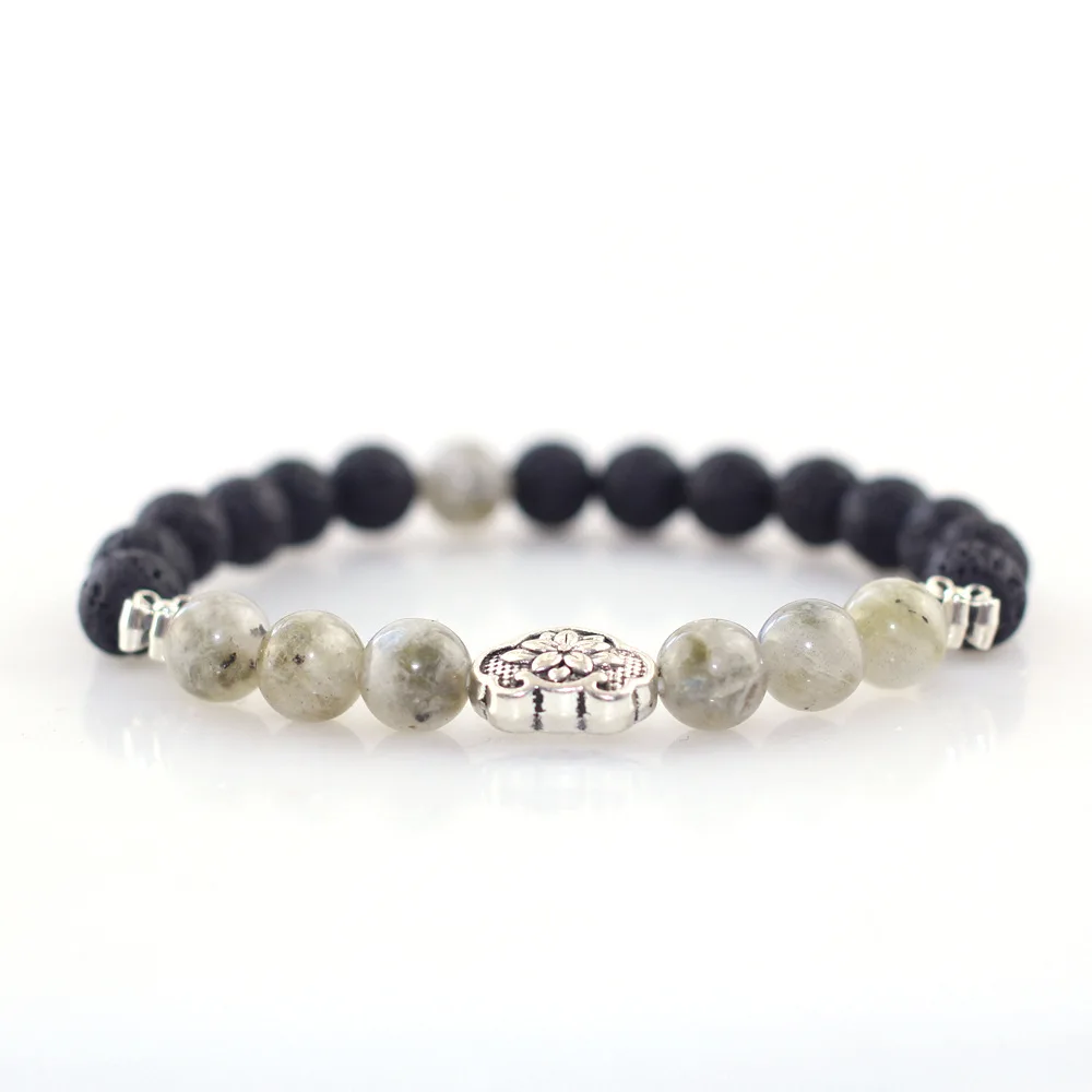 Design Retro moonstone men's Natural Stone ladies' beaded bracelets June Birthstone Handmade Chains with Alloy Beadwork Flowers |