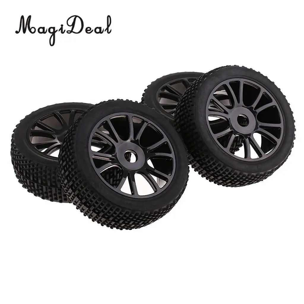 MagiDeal Rubber 4 Pieces 17mm Hub Wheel Rim Tires 1:8 Off-Road RC Car Buggy Tyre for 1/8 HSP HPI Truck