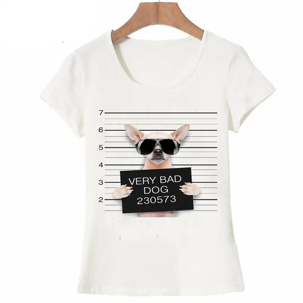 ユニークなクールな警察チワワデザインtシャツ女性の半袖おかしい悪い犬猫動物プリントトップスヒップスターかわいいガールtシャツ T Shirt Women T Shirtshirts Women Short Sleeve Aliexpress