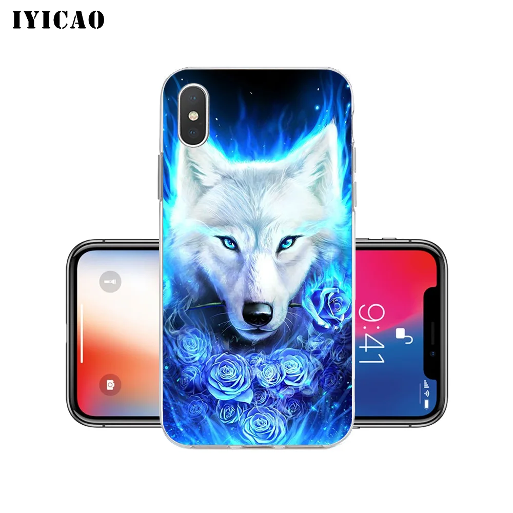 IYICAO классный волк лев тигр Мягкий силиконовый чехол для iPhone X XR XS MAX 6 6s 7 8 Plus 5 5S SE TPU