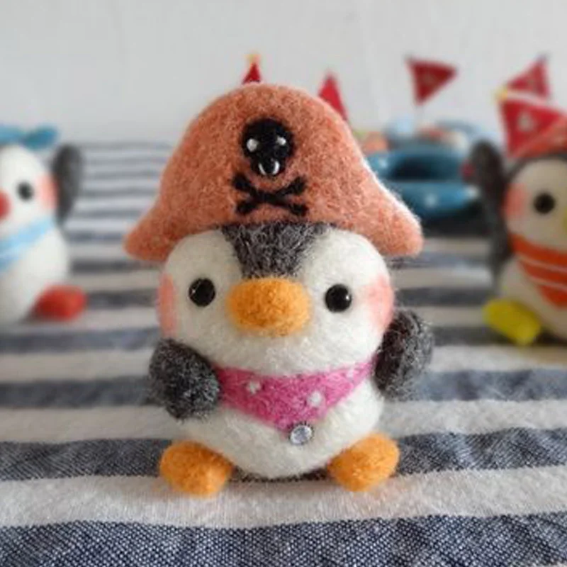 Non-Finished Felt Kit Creative Cute Animal Penguin bear Toy Doll Wool Felt Poked Kitting Handcarft Wool Felting Material