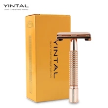 Безопасная бритва с двойным краем, Классическая Безопасная бритва цвета розового золота, открытая бритва с бабочкой, Мужская бритва с латунной ручкой