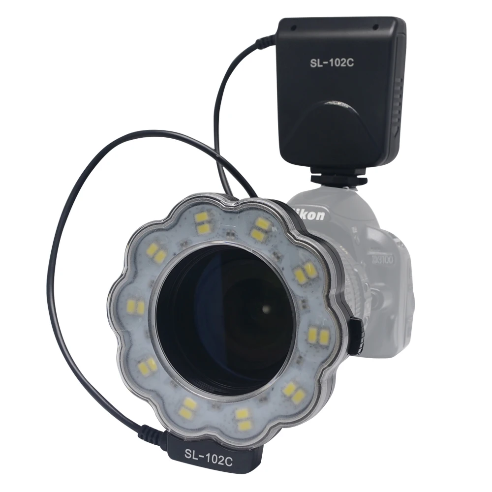 Mcoplus Macro LED Ring Light flash Speedlite with 8 Adapter Rings for