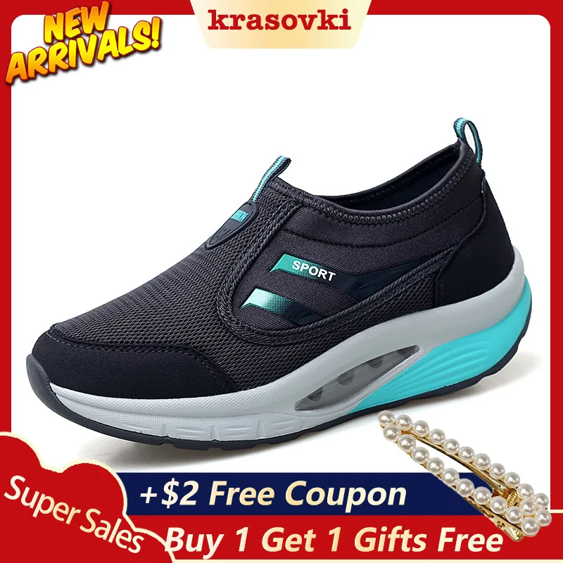 

Krasovki Fitting Shoes Rocking Slip on Women Sneakers Shoes Platform Slipony Breathable Flying Knitting Dropship zapatos mujer