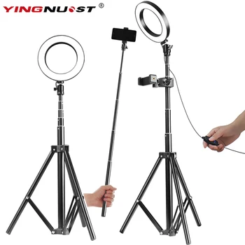 

Dimmable Photography Studio Ring Light 3200-5600K 6" 16cm LED Light Lamp Phone Video With 150CM Tripod Selfie Stick &USB Plug