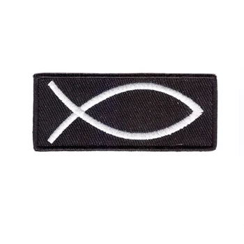 

Simple lines JESUS FISH iron on patch Biker vest cap hat Backpack