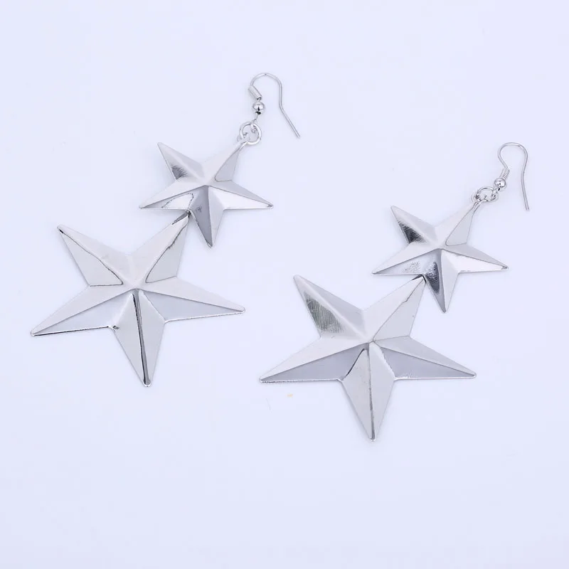 Exaggerated Star Earrings Long Dangle Metal Sequins Earring Gold Color and Silver Plated Long Hanging Earrings for Women (7)