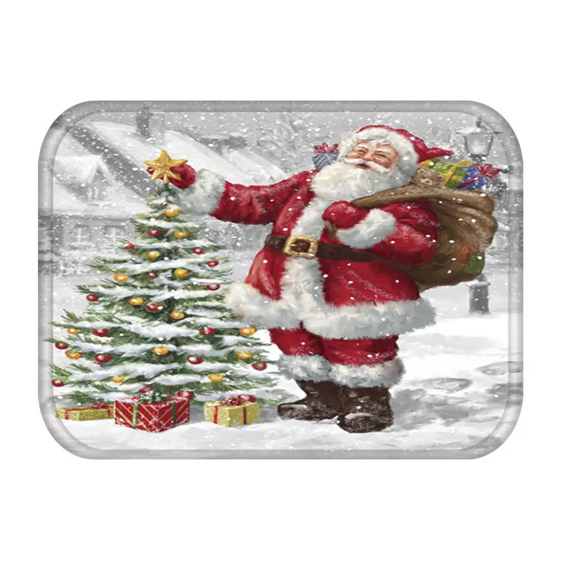 Коврик для прихожей, кухни, резиновый коврик для двери, Рождественский Санта Клаус, домашний декор, ковер для гостиной, противоскользящий пылезащитный ковер 48236-1