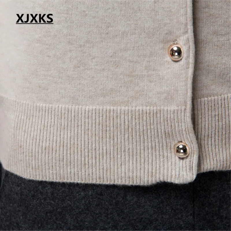XJXKS 2018 new autumn clothing high elasticity women cardigans sweater coat wool blends knitted women's jumper