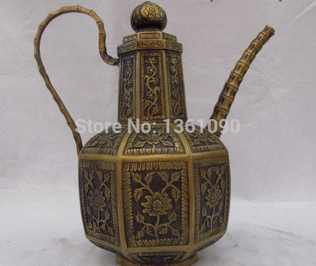 Best Price xd 001016 12 inch Tibet Buddhism classical Bronze Copper flower wine pot Teapot statue Best Price xd 001016 12 inch Tibet Buddhism classical Bronze Copper flower wine pot Teapot statue