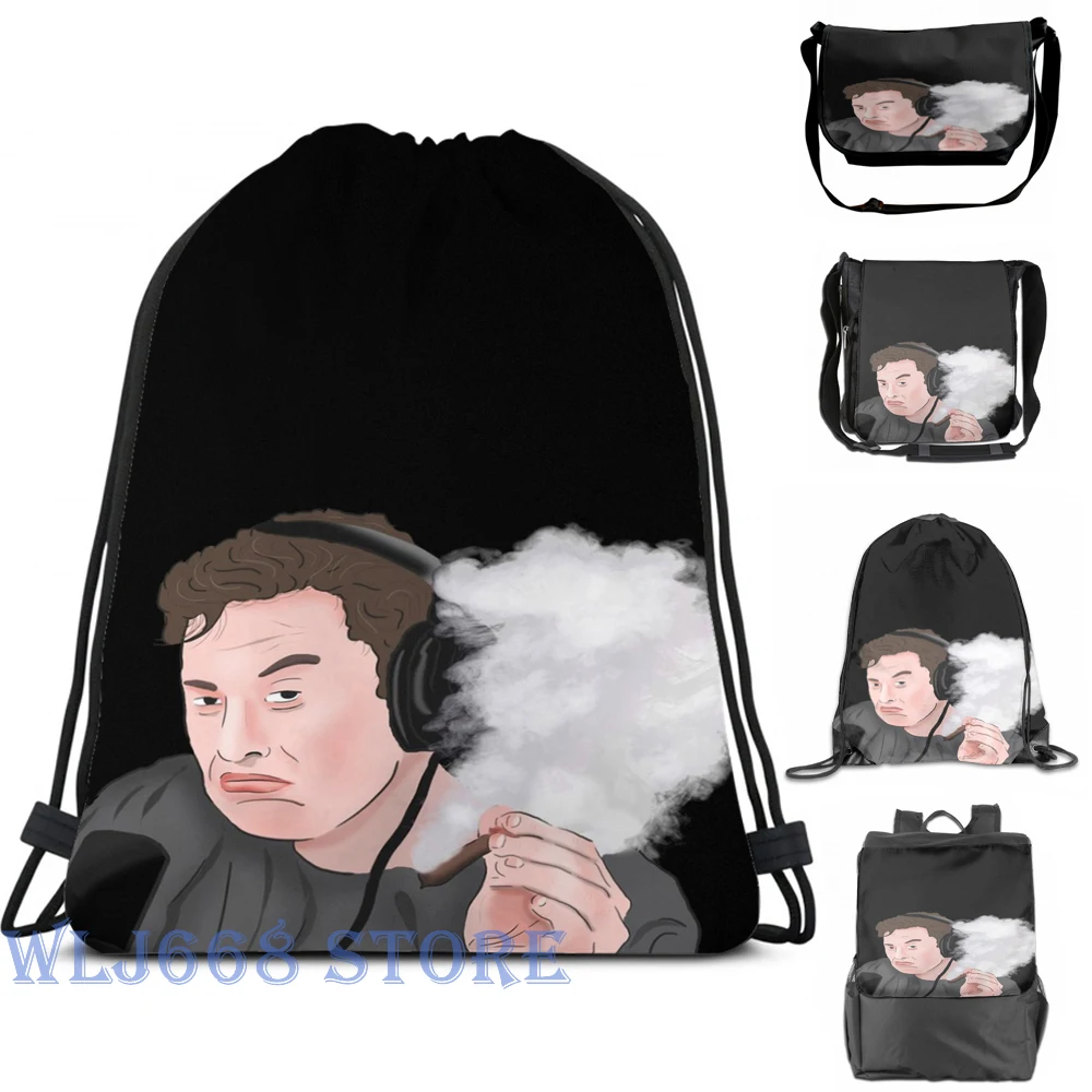 

Funny graphic print shoulder Bags women Elon Musk Smoking Weed Meme Single shoulder backpack travel for men Gym Bag