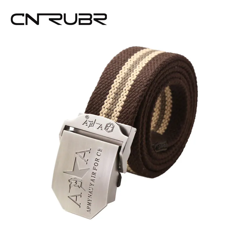 CNRUBR Fashion Canvas Knit Mens Belts High Quality Army Tactical Belts Automatic Buckle Military