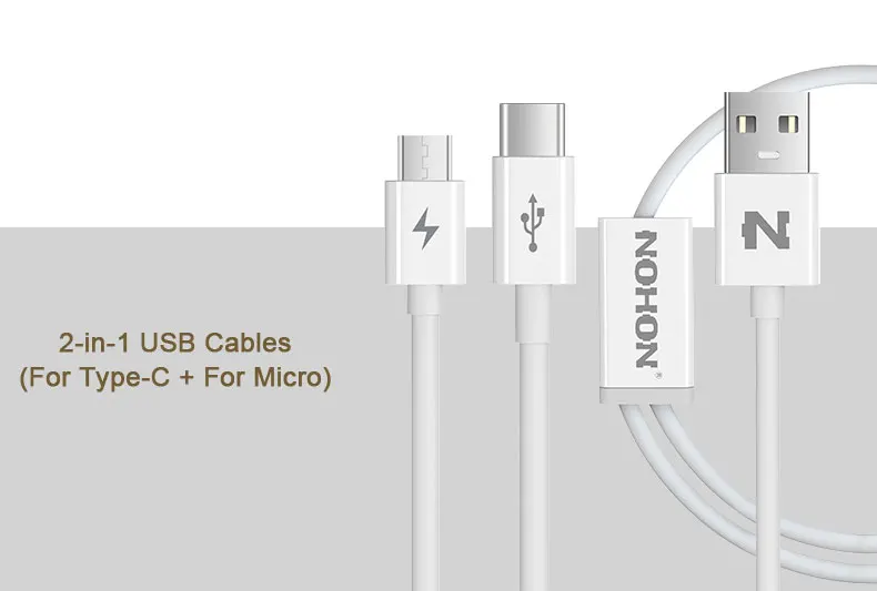 NOHON 2 в 1 USB кабель 8Pin type C Micro для iPhone 7 6 6S Plus iPad iPod для samsung lenovo Nokia LG Android USB провод