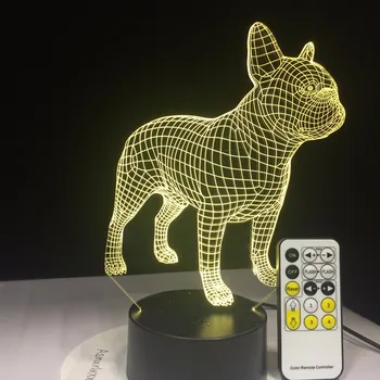 

French Bulldog 3D Table Lamp Remote Or Touch Contol LED Colorful Dog Nightlight Birthday Gift USB Sleep Lighting Drop Shipping