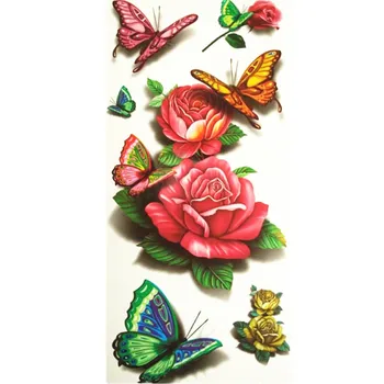 

3D Lifelike Pretty Temporary Tattoo 19X9CM Butterfly with Flowers