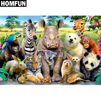 

HOMFUN Full Square/Round Drill 5D DIY Diamond Painting "Animal friend" Embroidery Cross Stitch 5D Home Decor Gift A01866