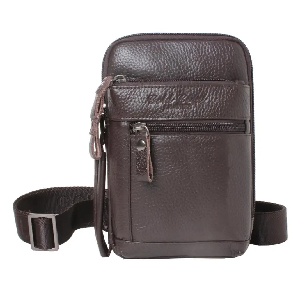 Male genuine leather chest pack multifunctional casual small messenger