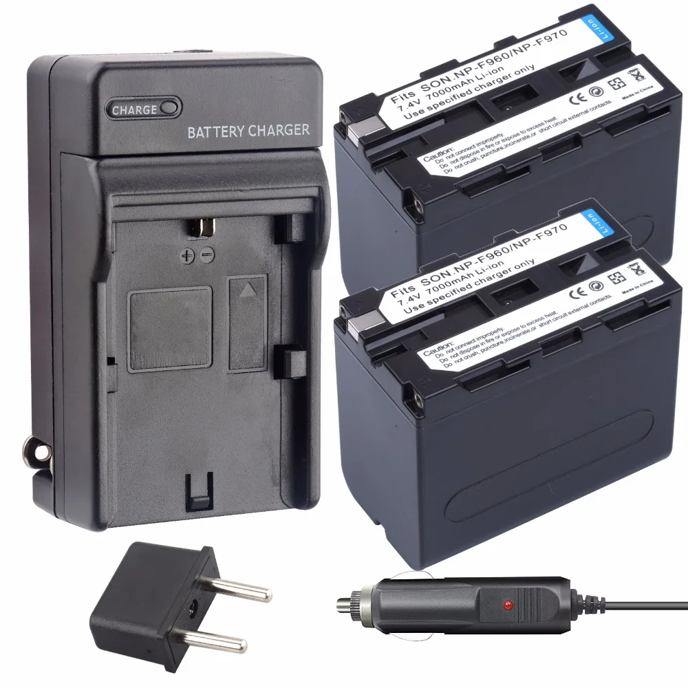 Probty 2 шт. 7000 мА/ч NP-F970 NP-F960 NPF960 NP F970 bateria аккумуляторы + Зарядное устройство для Sony