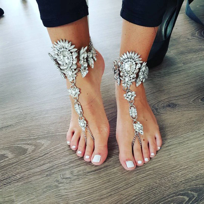 Dvacaman/; популярный браслет на ногу в Фейсбуке с цепочкой; модный браслет на ногу с кристаллами; женские босоножки; пляжные украшения для ног; W74