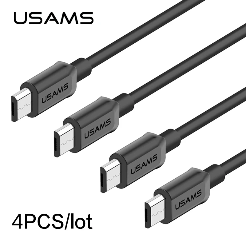 4 шт./лот, кабели USAMS, Micro USB, быстрое зарядное устройство, USB кабель для samsung, MicroUSB, быстрая Синхронизация данных, зарядный кабель для Android, Xiaomi