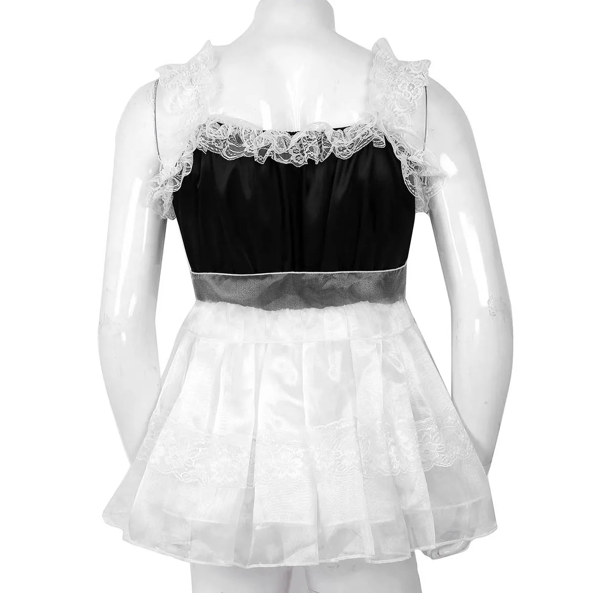 Iiniim взрослая детская мужская Sissy Babydoll Crossdress гофрированное кружево тюль платье с