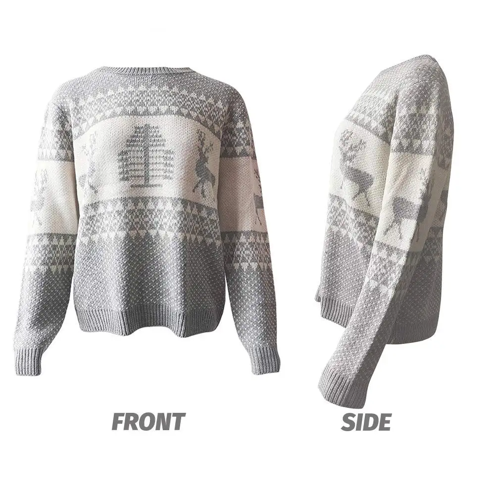 Patterns Reindeer Ugly Christmas Knitted Sweater Pullover 2019 Winter New Women Long Sleeve O-neck Jumper Knitwear Casual Female