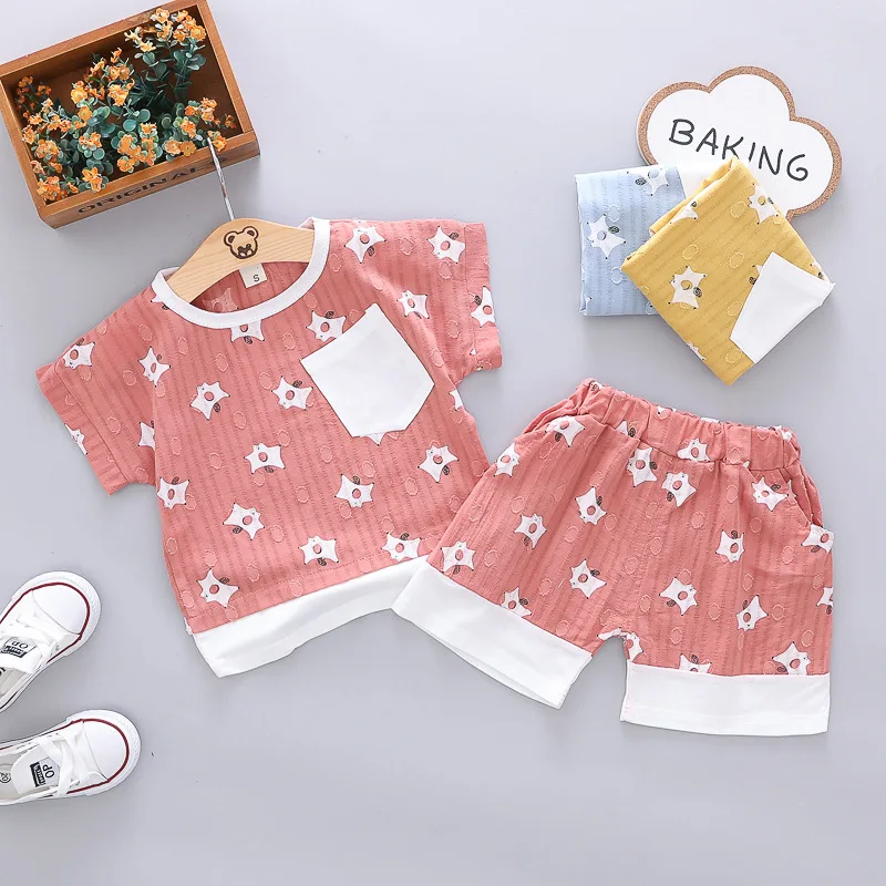 

Baby Girls Clothes Casual Summer Kids Clothing Sets Floral Printing Tops+ Shorts 2Pcs Suits for Baby Clothes