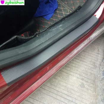 

Car styling universal protector sill scuff cover car door plate sticker 3D carbon fiber anti scratch 4pcs/set auto Cover