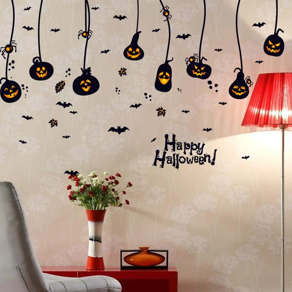 Хэллоуин Тыква стены стикеры Съемный DIY Room Decor наклейки окно цепляться фестиваль