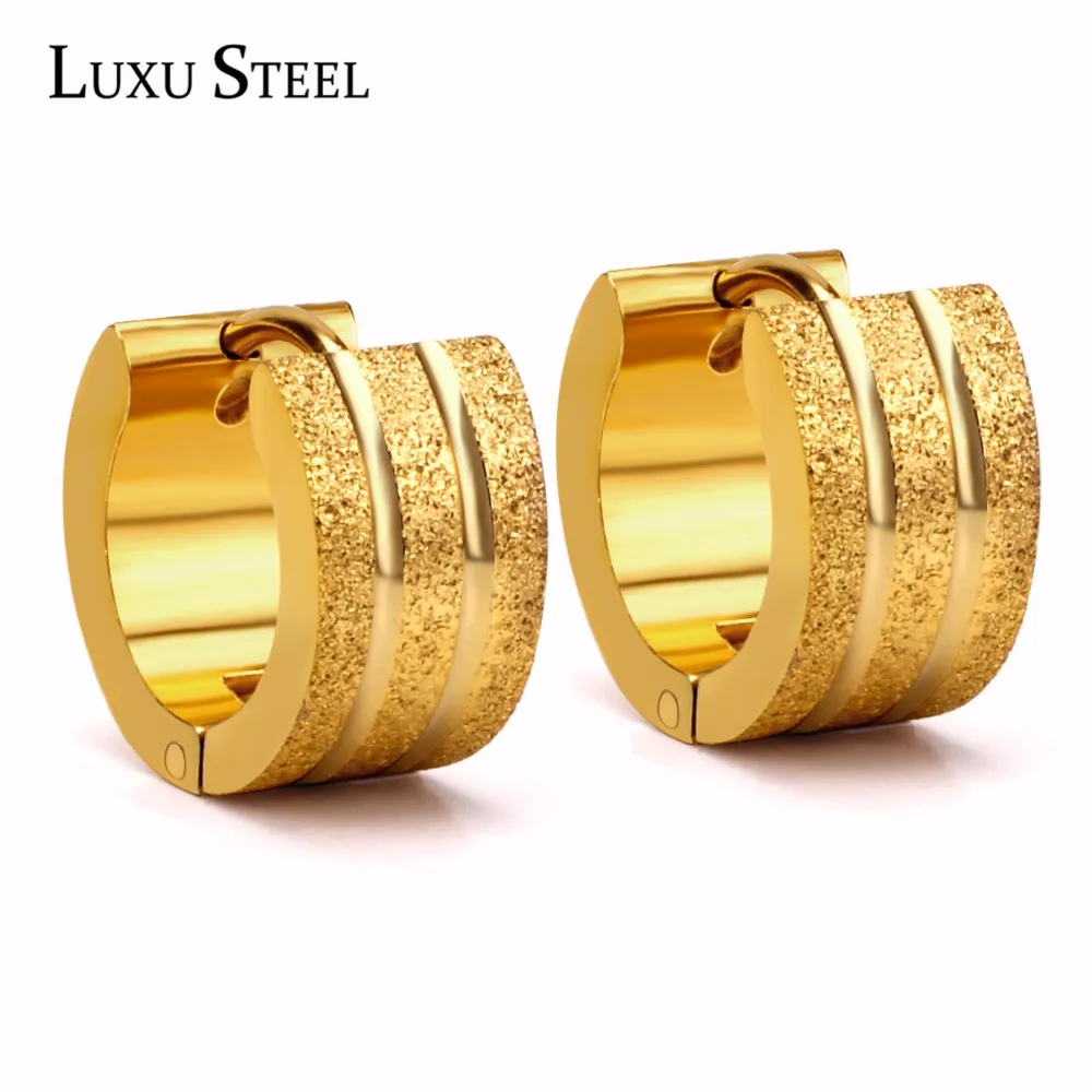 

LUXUSTEEL Stainless Steel Scurb Hoop Earring Gold/Silver Color Round Earring For Women Dress Accessories Daily Wear