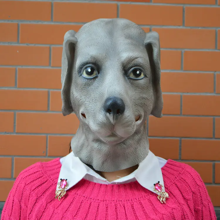 Dog Head Latex Mask Full Face Adult Mask Breathable Halloween
