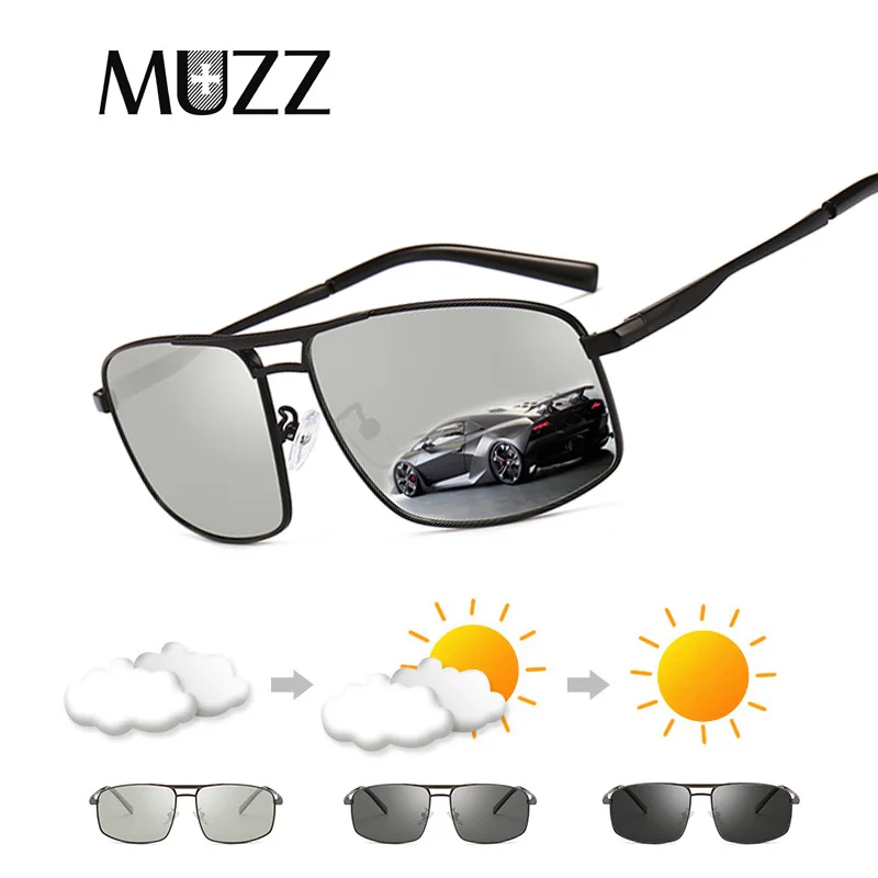 MUZZ 2018 Новый металлический каркас фотохромные солнцезащитные очки мужские