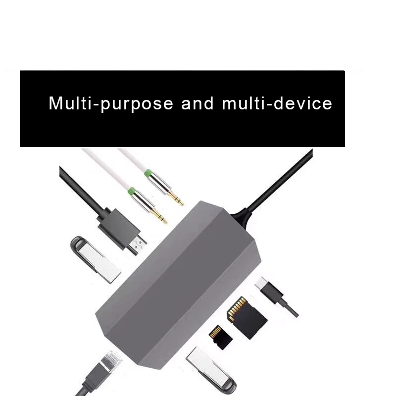 

9 In 1 USB 3.1 Type C Hub 4K HDMI Video HD RJ45 Ethernet SD TF Card Reader Charging Dock
