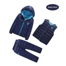 Winter Children’s Clothing Set 3PCS Duck Down Jackets+Pants +Vest Warm Winter Clothes for Boy Girls Childrren Down Suits