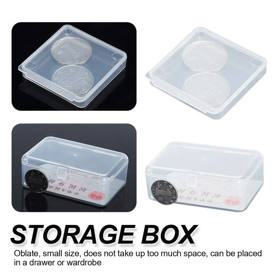 

1pc Transparent Plastic Storage Box Clear Square Multipurpose Display Case Plastic Jewelry Storage Boxes