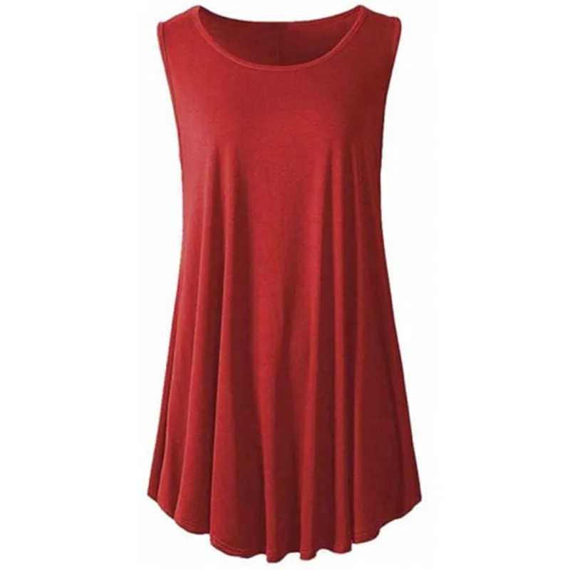 

2019 New Summer Dress Women Solid Color Slim Round Neck Shirt Cotton Sleeveless Vestidos Soft Feel Women Dress US Size