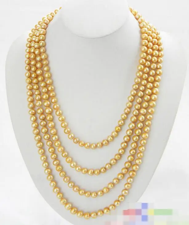 

Hot selling free shipping****** 100" 9MM GOLDEN ROUND FRESHWATER PEARL NECKLACE p2050