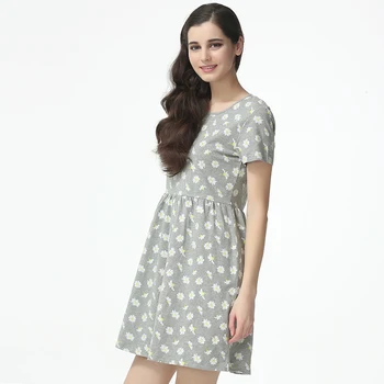 

Gecelik Time-limited None Floral Spandex Qianxiu Women Nightgown Summer 95% Cotton Lady Nightdress Lovely Sleepshirt 1644