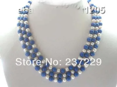 

HOT## Wholesale price > ^^^^"3row Natural White Pearl Lapis Lazuli Necklace