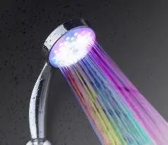 

Free shipping 50pcs/lot Multiple Color 7 colors Automatic Jump Changing Water Flow Shower head Bath LED Handle