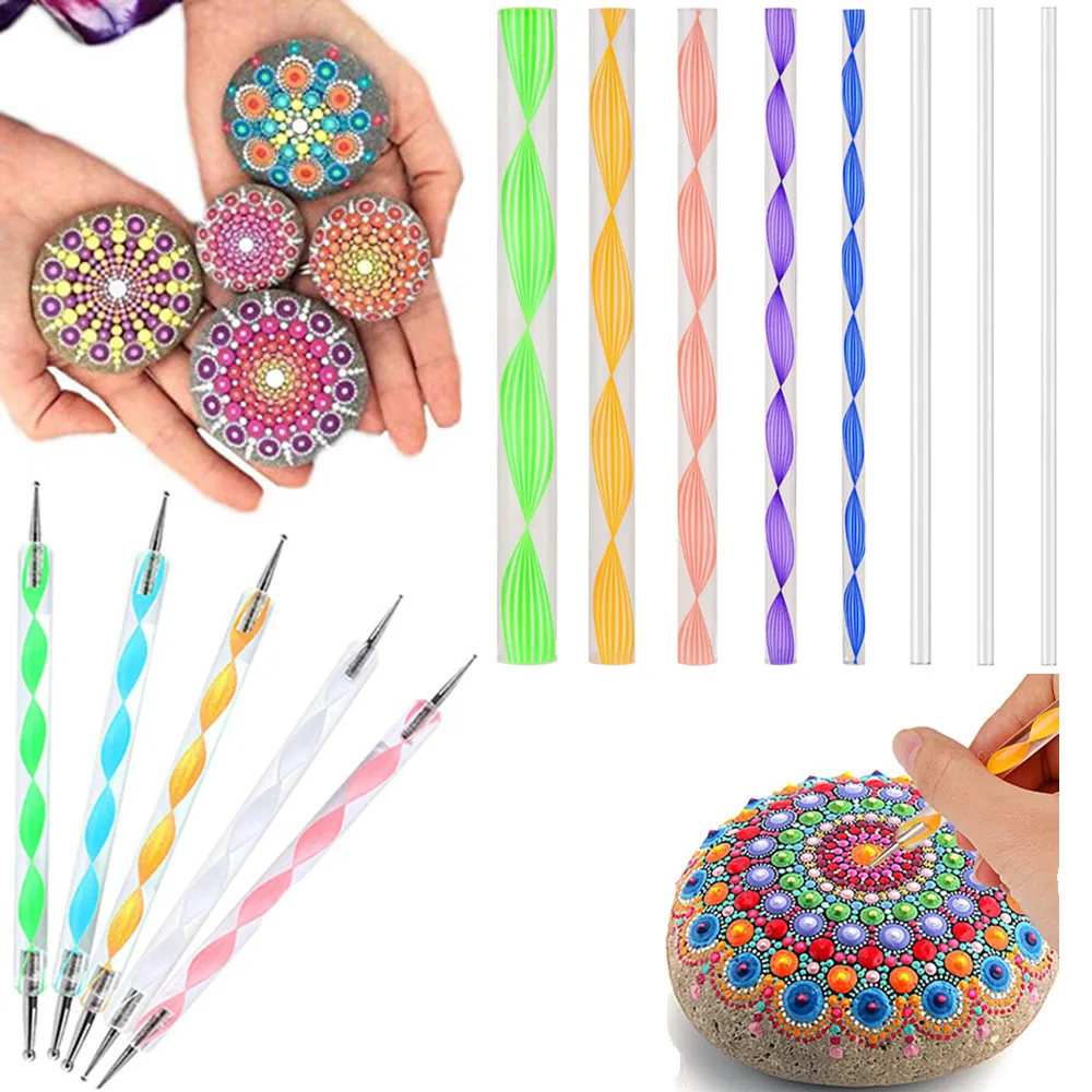 

Mandala Dotting Tools Kit Rock Painting Stencils Stone Embossing Starter Drawing Stylus Pens Dotting Rods Kid Craft DIY Wall Art