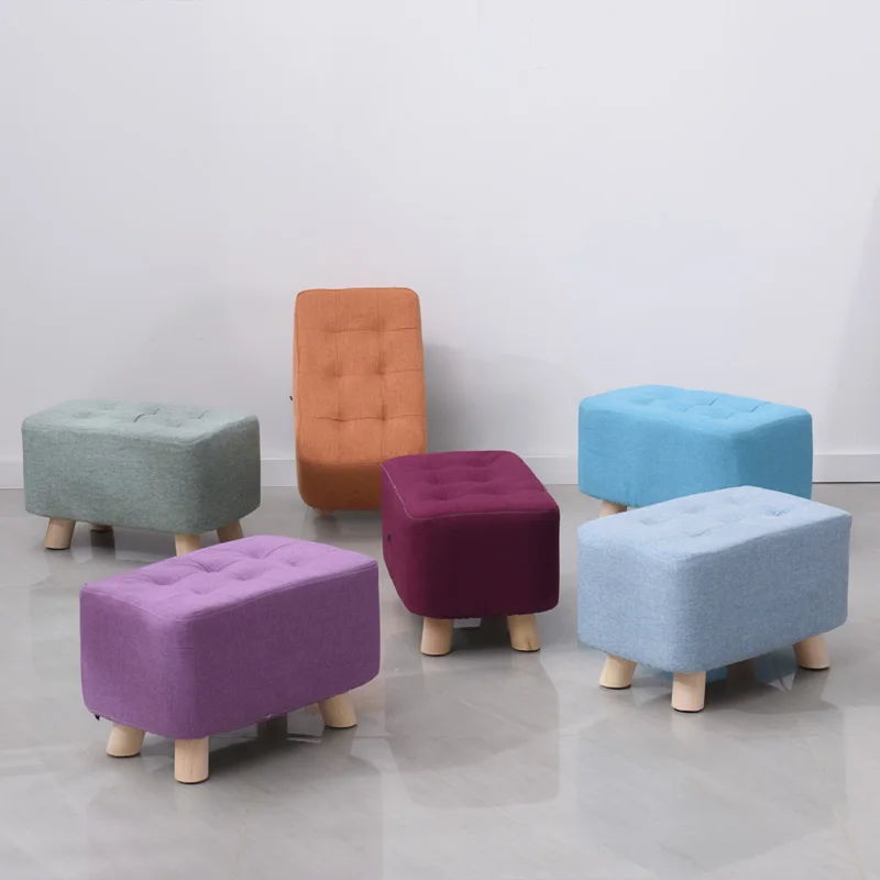 Footstool Ottoman Pouffe Shoe Bench Solid Wood Stool Change Shoe Bench Footstool Shoe Bench Home Non-Slip Bench Living Room Stool Low Stool Ottoman Pouffe ZHAOFENGE
