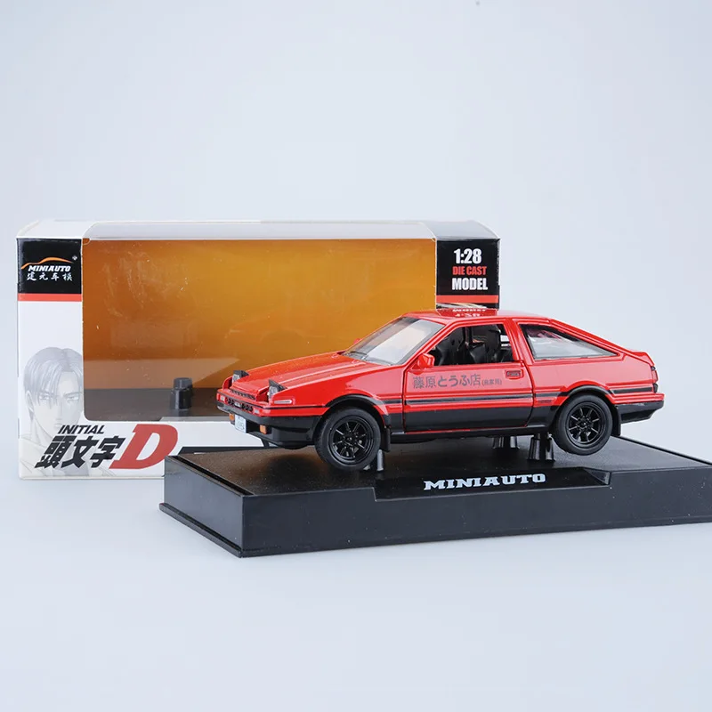 Начальный D для Toyota AE86 1:28 Сплав модель автомобиля аниме мультфильм Форсаж с вытягиванием звуковой светильник игрушки Автомобильные украшения