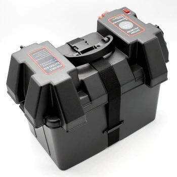 

Portable Battery Box Carrier With USB Charger Meter Breaker & 12V Socket for Car / RV / Camping car battery cover box