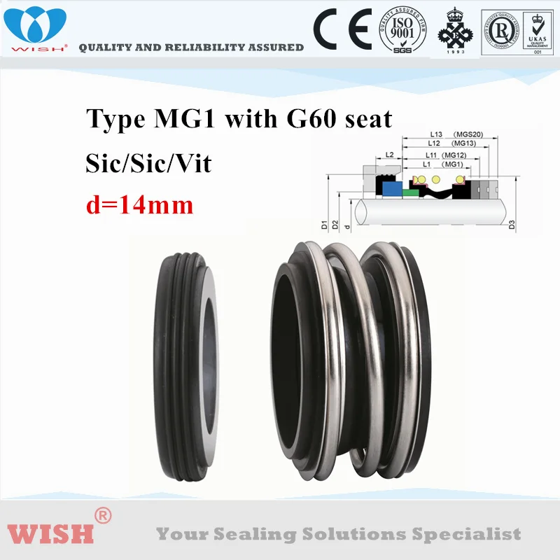 

14MM dimension MG1-G60 Eagle Burgamnn mechanical sealS material Sic/Sic/Viton