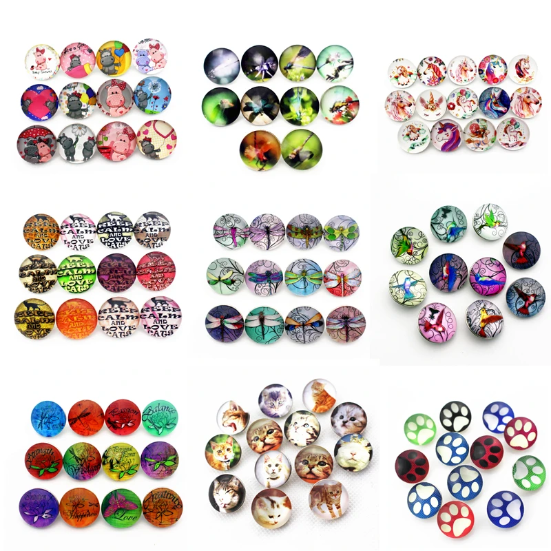 10pcs/lot Cat Dragonfly Unicorn Snaps Buttons 18mm Snaps Charms Fit Ginger Snaps Bracelets