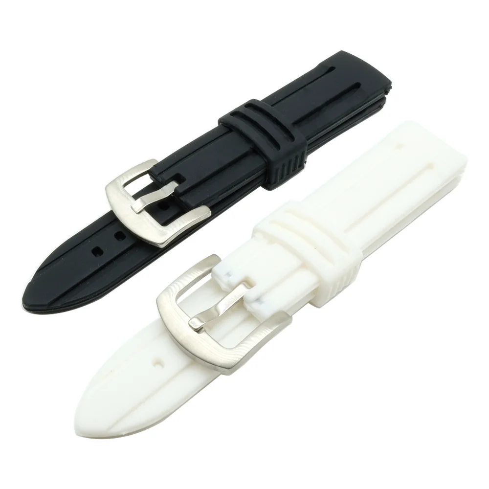 

Military 20 22 24 26 28mm Black Waterproof Rubber/Silicone Strap Watch Band + Thicken Clasp + tools